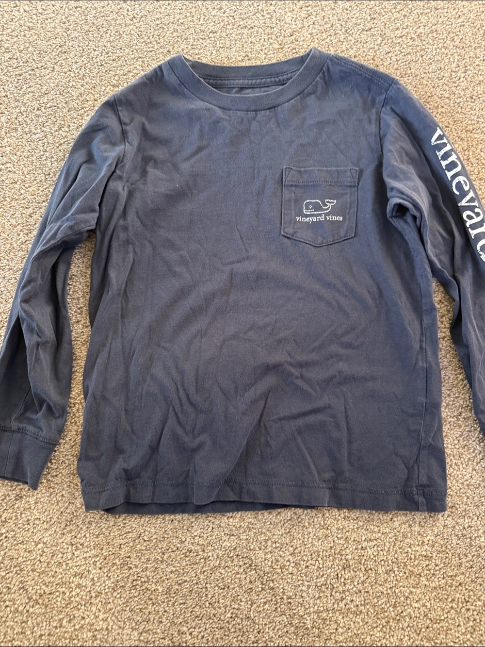 Vineyard Vines Navy Blue Long Sleeve Pocket Tee for Kids